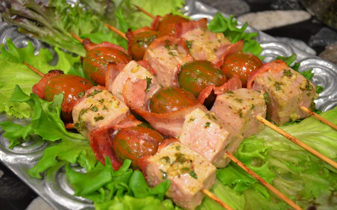 Tuna, Bacon & Tomato Kebabs